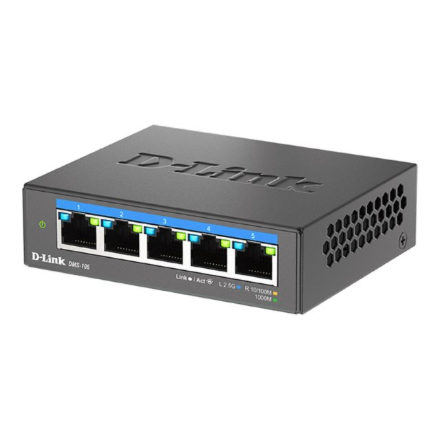 D-Link DMS-105/E 5 portu 2.5G vairāku gigabitu galda komutators, nepārvaldīts