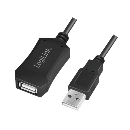 LogiLink UA0001A – 5 m aktīvais USB 2.0 USB-A atkārtotāja kabelis, spraudnis–ligzda