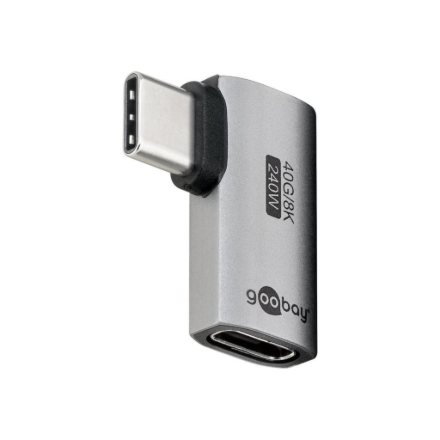 Goobay 74441 – horizontāls 90° USB-C adapteris, USB-C spraudnis uz USB-C ligzdu, USB4