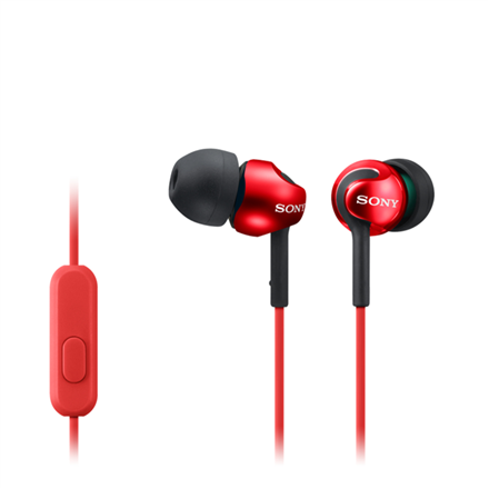 Sony MDR-EX110AP – vadu ieliekamās austiņas ar mikrofonu, sarkanas