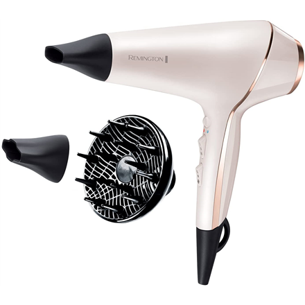 Remington ProLuxe AC9140 – jonu matu fēns, 2400 W, 3 temperatūras režīmi, difuzors, balts, zelta un melns