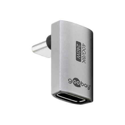 Goobay 74442 – garš vertikāls 90° USB-C adapteris, USB-C spraudnis uz USB-C ligzdu, USB4