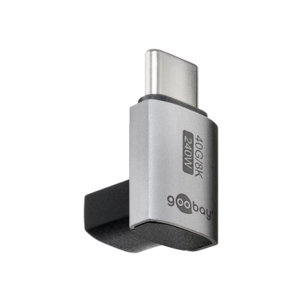 Goobay 74444 – īss vertikāls 90° USB-C adapteris, USB-C spraudnis uz USB-C ligzdu, USB4