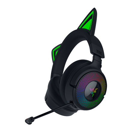 Razer Kraken Kitty V3 Pro RZ04-05170300-R3M1 – bezvadu Bluetooth spēļu austiņas pāri ausīm ar kaķa austiņām, melnas