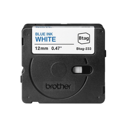 Brother BTAG-233 – Btag etiķešu lente, zils teksts uz balts fona