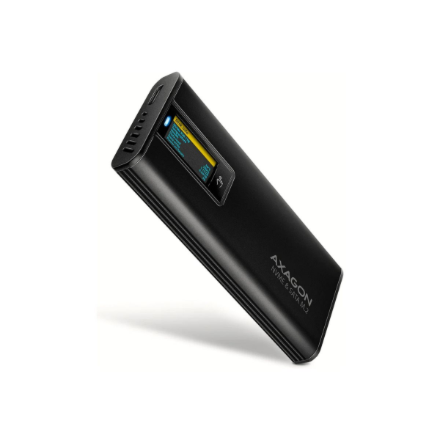 AXAGON ārējais M.2 SSD korpuss (EEM2-SD2B) – USB-C 10 Gb/s, M.2 NVMe / SATA, displejs