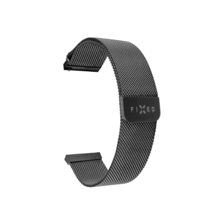 FIXED FIXMEST-22MM-BK – metāla sieta pulksteņa siksniņa, 22 mm, smartwatches, melns, ātri noņemams