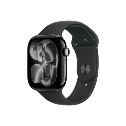 Apple Watch Series 11 MFC24ET/A – GPS + Cellular, 46 mm dziļi melna alumīnija korpuss, melna sporta siksniņa, S/M