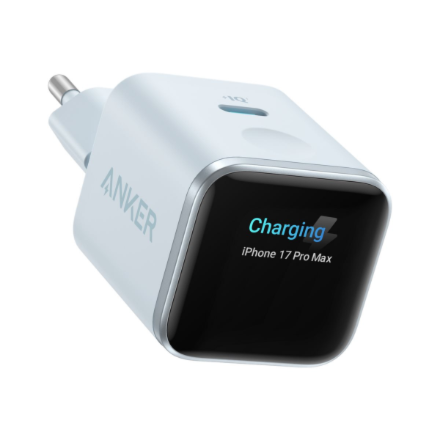 Anker Nano A121DG31 – 45 W lādētājs ar viedo displeju, zils