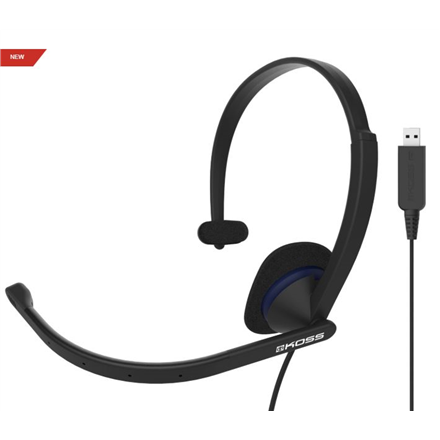 Koss CS195 USB – vadu USB uz ausīm liekamas austiņas ar mikrofonu, melnas