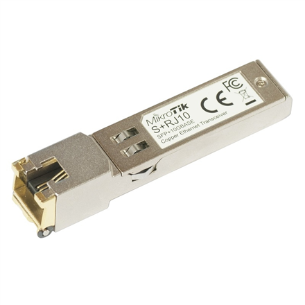 MikroTik S+RJ10 SFP+ vara RJ-45 10/100/1000/10000 Mbit/s Maksimālais pārraides attālums 200 m -20 līdz +60C SADERĪGS TIKAI AR AKTĪVĀS DZESĒŠANAS KOMUTATORIEM (ATVIENOJAS AR PASĪVĀS DZESĒŠANAS KOMUTATORIEM) -20 līdz +60C