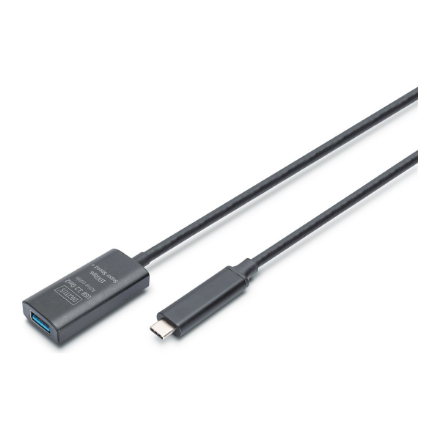 DIGITUS DA-73113 – aktīvais USB 3.2 Gen 2 pagarinātāja kabelis, 10 Gbit/s, USB-C–USB-A