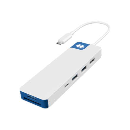 Hyper HyperDrive Flex HD4102BUGL – 8 portu USB-C centrmezgls ar 1× HDMI, balts/zils