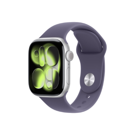Apple Watch Series 11 MF8A4ET/A – GPS + Cellular, 42 mm kosmosa pelēka alumīnija korpuss, melna sporta siksniņa, S/M