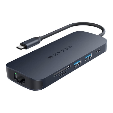 Hyper HyperDrive Next HD4004GL – 8 portu 140 W USB-C centrmezgls ar 1× RJ-45 un 1× HDMI