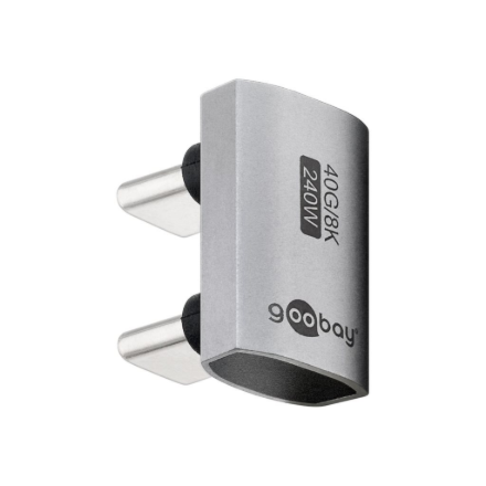 Goobay 74446 – U veida 180° USB-C adapteris, USB-C spraudnis uz USB-C ligzdu, USB4