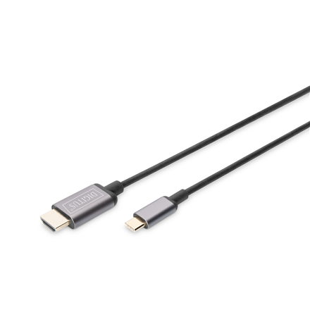 DIGITUS DA-70821 – 1,8 m USB-C uz HDMI adaptera kabelis, melnā krāsā