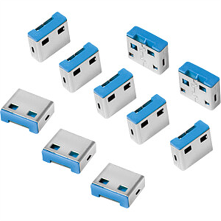 LogiLink AU0046 – USB-A portu bloķētāji, 10 gab., pelēki zili