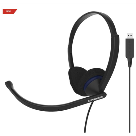 Koss CS200 USB – vadu USB uz ausīm liekamas austiņas ar mikrofonu, melnas