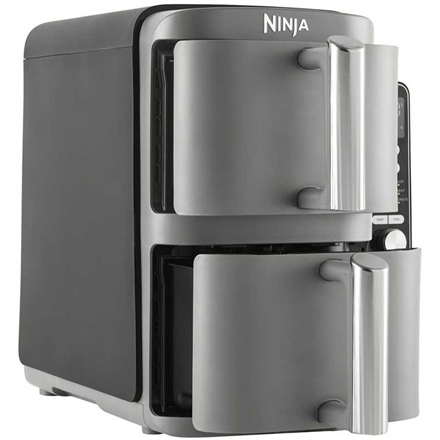 Melna un pelēka divu grozu karstā gaisa friteris NINJA Double Stack XL SL400EU, 2470 W, 9,5 l