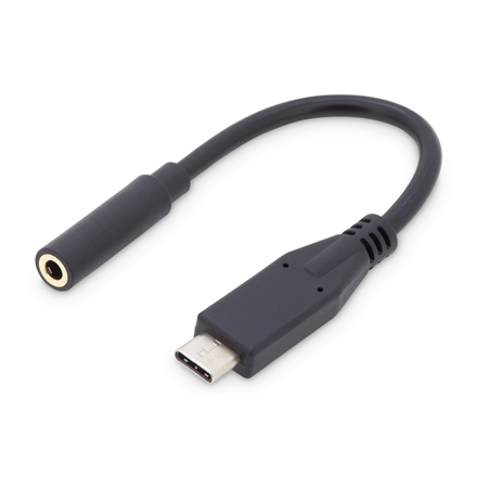 Digitus USB Type-C audio adaptera kabelis, Type-C - 3.5mm, kontaktdakša/kontaktligzda, 0.2m, audio ieeja/izeja, 3.1 versija AK-300321-002-S Type-C 3.5mm