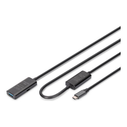 DIGITUS DA-73111 – aktīvais USB 3.2 Gen 1 pagarinātāja kabelis, 5 Gbit/s, USB-C–USB-A