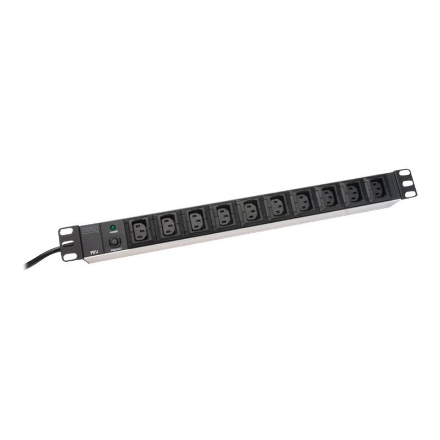DIGITUS DN-95404 – alumīnija strāvas bloks ar IEC C14 ieeju un 10 kontaktligzdām