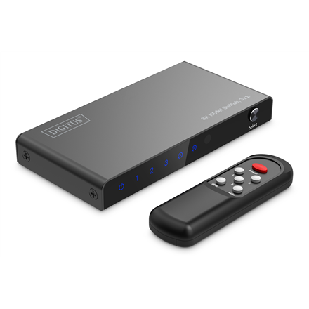 DIGITUS DS-55333 – 3 × 1 8K HDMI komutators, melnā krāsā