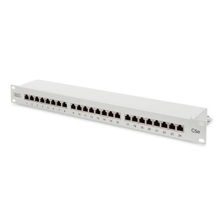 DIGITUS DN-91524S – 24 portu CAT 5e RJ45 komutācijas panelis, maksimālais ievietošanas spēks 30 N, baltā krāsā