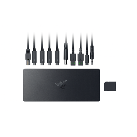 Razer Thunderbolt 5 Dock Chroma RC21-02290100-R3EK – melna 10 portu dokstacija ar Chroma RGB, M.2 ligzdu, trīs 4K 144 Hz ekrānu atbalstu un 140 W Power Delivery