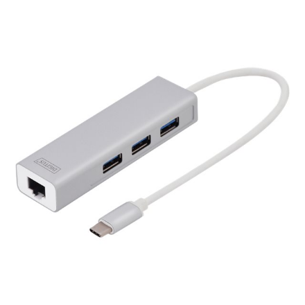 DIGITUS – 3 portu USB-C centrmezgls ar Gigabit Ethernet