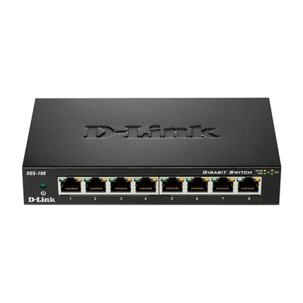 D-Link Komutators DGS-108/E Nevaldāms Darbvirsmas Gigabit Ethernet (vara) portu skaits 8 60 mēn.