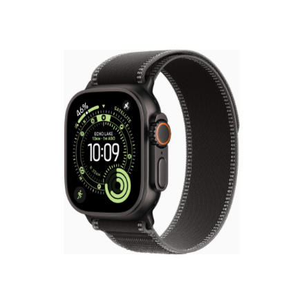 Apple (Apple Watch Ultra 3 GPS + Cellular 49mm Black Titanium Case with Black/Charcoal Trail Loop - S/M)