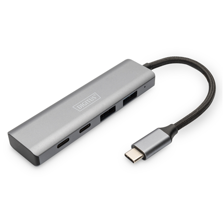 DIGITUS DA-70245 – 4 portu USB-C Gen 2 centrmezgls, 2 × USB-A un 2 × USB-C