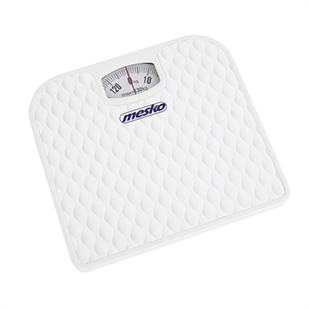 Mesko MS 8160 – mehāniskie vannas istabas svari, līdz 130 kg, 1 000 g precizitāte, balti