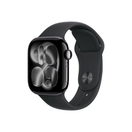 Apple Watch Series 11 MF854ET/A – GPS + Cellular, 42 mm dziļi melna alumīnija korpuss, melna sporta siksniņa, M/L