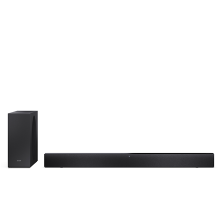 Sharp HT-SBW310 – 2.1 Dolby Atmos/DTS Virtual:X skaņas josla ar plānu bezvadu zemfrekvences skaļruni, 330 W, melna