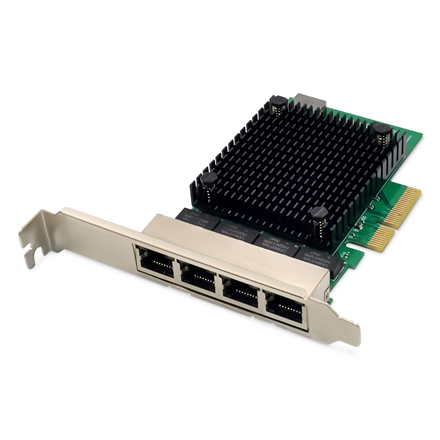 DIGITUS DN-10136 – 4 portu 2,5 Gbit/s RJ45 PCIe servera tīkla karte, RTL8125B