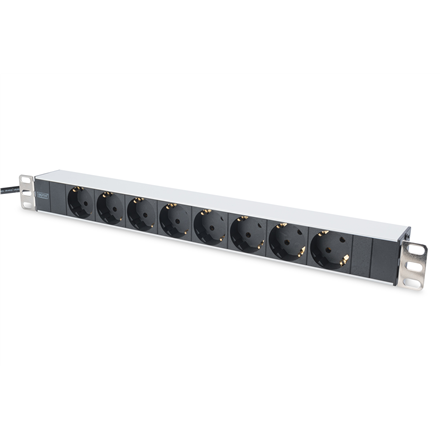 DIGITUS DN-95401 – alumīnija strāvas bloks ar 8 zemētām kontaktligzdām