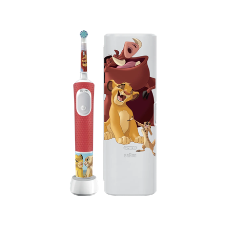 Oral-B Vitality Pro Kids 3+ Lion King – uzlādējama bērnu elektriskā zobu birste, 1 uzgalis, 2 tīrīšanas režīmi, zils