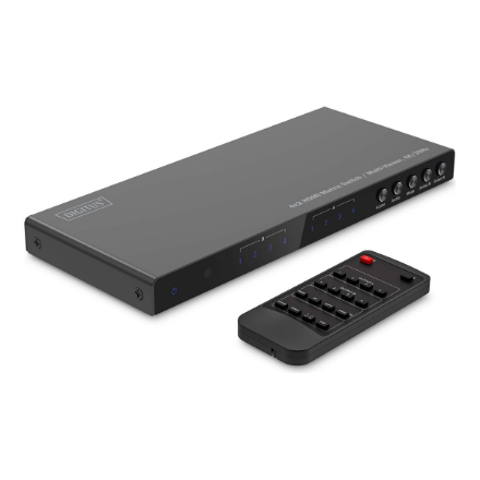 DIGITUS DS-55345 – 4 × 2 HDMI matricas komutators un vairāku skatu ierīce, 4K/30 Hz, melnā krāsā
