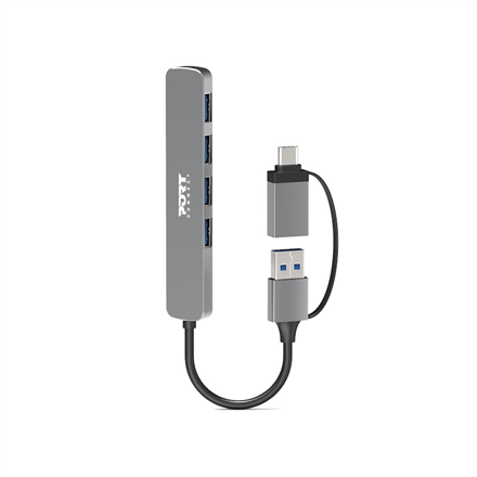 Port Connect 900161 – USB-C/USB-A centrmezgls ar četrām USB-A 3.0 pieslēgvietām, 5Gbps