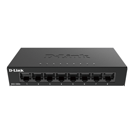 D-Link komutators DGS-108GL/E, nepārvaldāms, galda, Gigabit Ethernet (vara) portu skaits 8, 60 mēneši