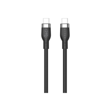 Hyper HyperJuice HJ4001BKGL – 1 m 240 W silikona USB-C–USB-C uzlādes kabelis, melns
