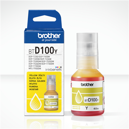 Brother BTD100Y – tintes pudele, dzeltens
