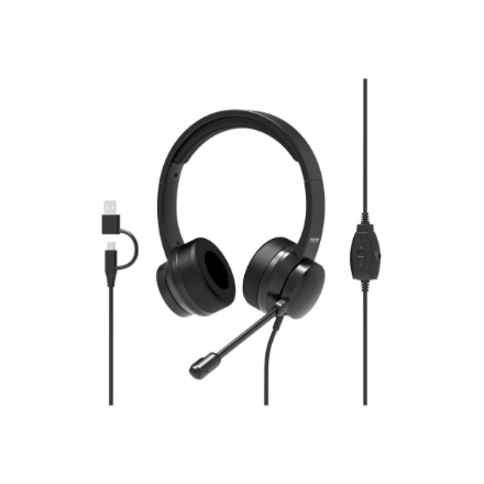 Port Connect Comfortable Stereo Office 901605 – vadu USB austiņas ar mikrofonu, melnas