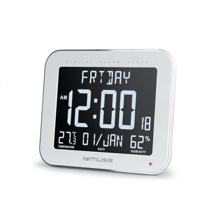 Muse M-090 WMC – sienas pulkstenis ar modinātāju, balts