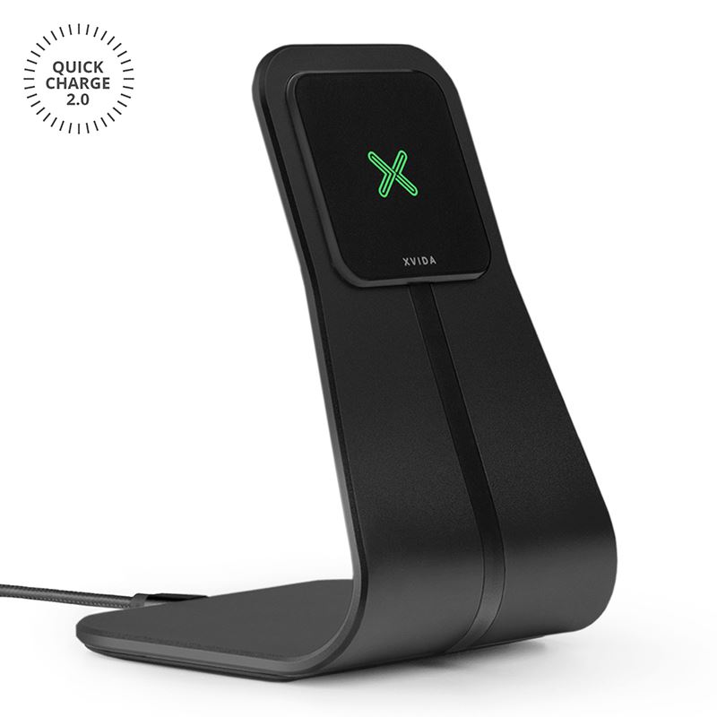 XVIDA Fast Charging bezvadu uzlādes statīvs galdam ar Samsung Quick Charge 2.0, melns