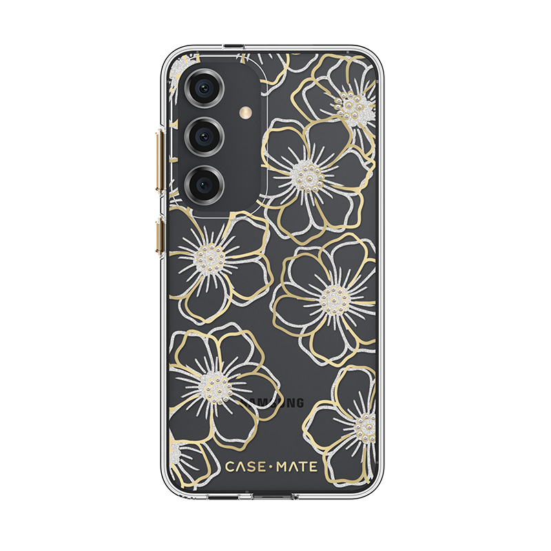 Case-Mate Floral Gems vāciņš ierīcei Samsung Galaxy S24, zelta krāsā