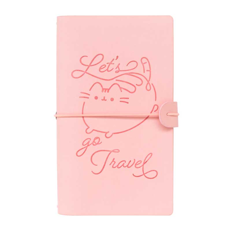 Pusheen ādas ceļojumu piezīmju grāmata, B6, rozā